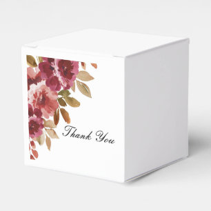 Burgundy floral favor boxes