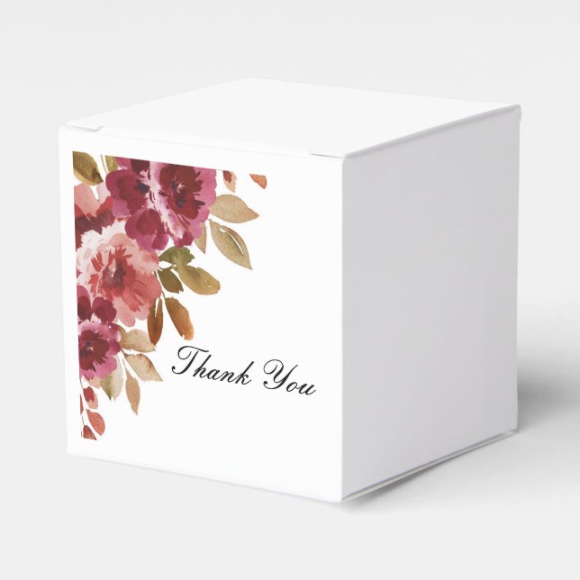 Burgundy floral favor boxes (Front Side)