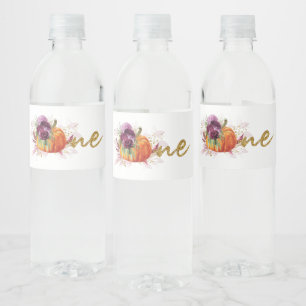 Burgundy Floral First Birthday Water Bottle Label