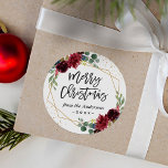 Burgundy Floral Geometric Merry Christmas Holiday Classic Round Sticker<br><div class="desc">This design features the captivating combination of burgundy florals and geometric patterns,  making it an ideal choice for adding a unique and elegant touch to your holiday favors,  gift packages,  or Christmas cards.</div>
