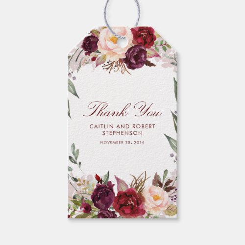 Burgundy Floral Gift Tags
