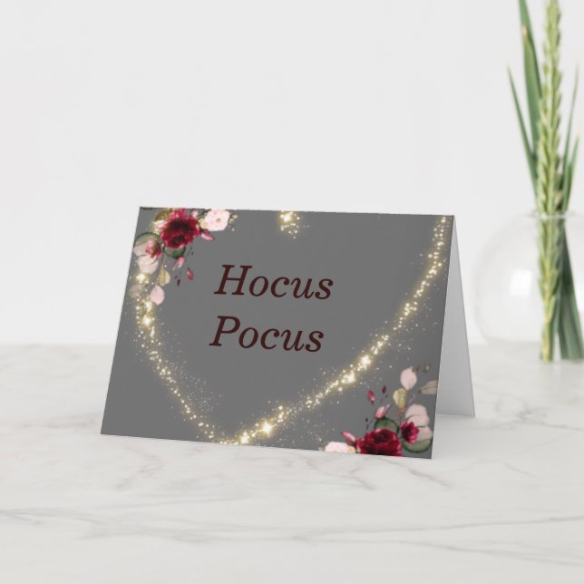 burgundy floral & glitter heart, 10.2 cm x 15.2 cm card (Front)