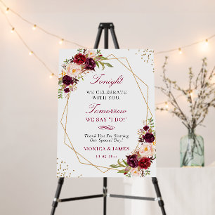 Burgundy Floral Gold Geometric Wedding Foam Board