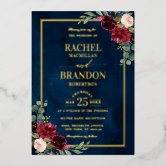 Royal Red Gold Rose Flowers The Wedding of Foil Invitation