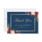 Burgundy Floral Gold Navy Blue Thank You Card