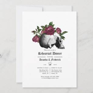 Burgundy Floral Gothic Rehearsal Dinner Invitation