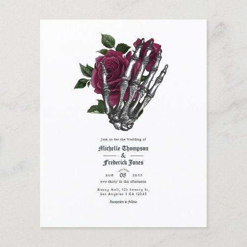 Burgundy Floral Gothic Wedding Invitation Flyer