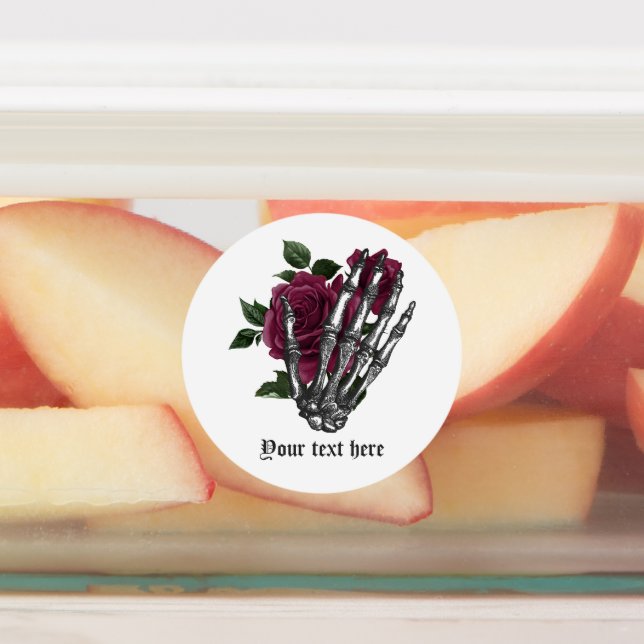 Burgundy Floral Gothic Wedding Labels (Affixed)