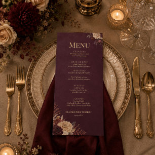 Burgundy Floral Gothic Wedding Menu