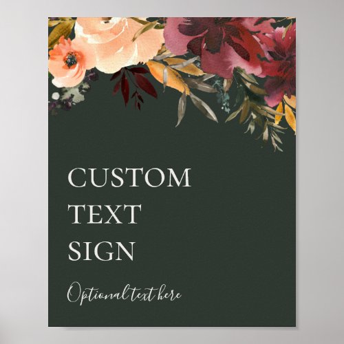 Burgundy Floral  Green Cards and Gifts Custom Poster