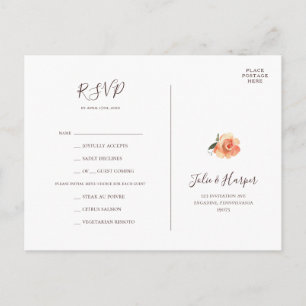 Burgundy Floral Green Menu Choice RSVP Postcard
