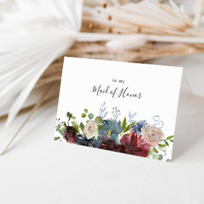 Burgundy Floral Greenery Bridal Party Thank You Card