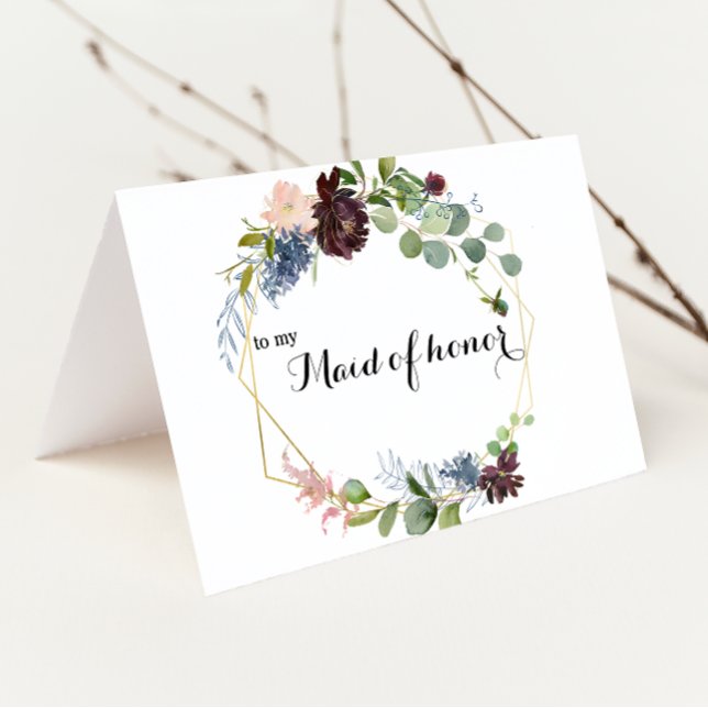 Burgundy Floral Greenery Maid of Honor Thank You (Creator Uploaded)