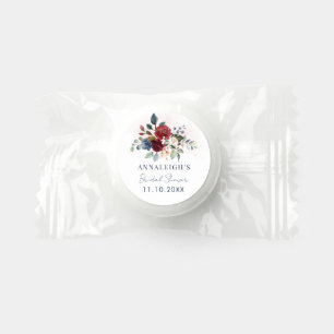 Burgundy Floral Greenery Script Bridal Shower Life Saver® Mints