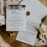 Burgundy Floral Greenery Wedding Welcome Letter