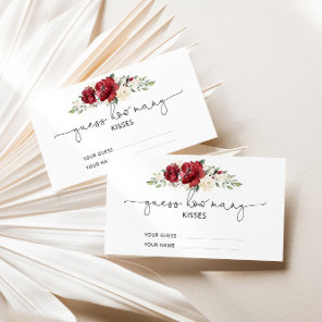 Burgundy floral guess how many kisses bridal game enclosure card
