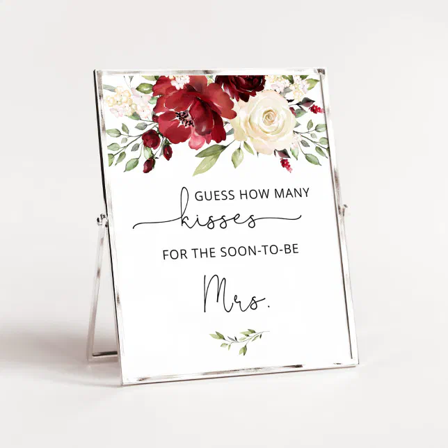 Floral Theme How Many Kisses Bridal Shower Game – Set With 1 Sign & 50 Guessing Cards - View #11