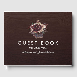 Burgundy Floral Lantern Rustic Fall Wedding Guest Book