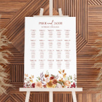 Burgundy Floral Large Wedding Seating Chart