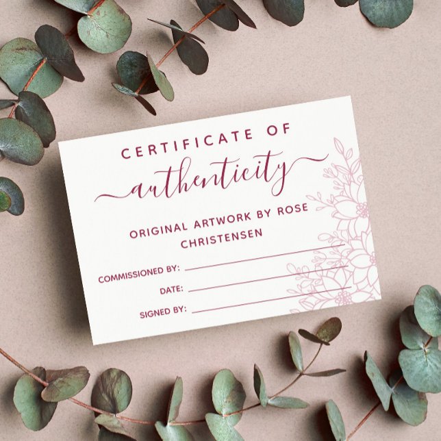 Burgundy Floral Larger Certificate of Authenticity (Creator Uploaded)
