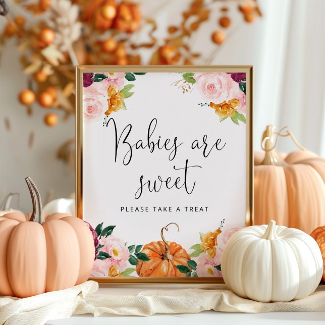 Burgundy floral little pumpkin Babies are sweet Poster (Creator Uploaded)