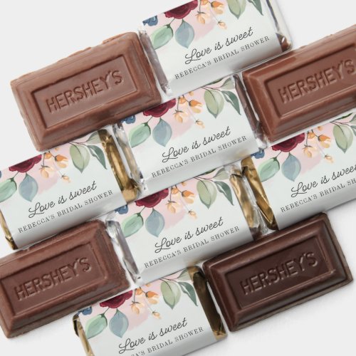 Burgundy Floral Love is Sweet Bridal Shower Hersheys Miniatures