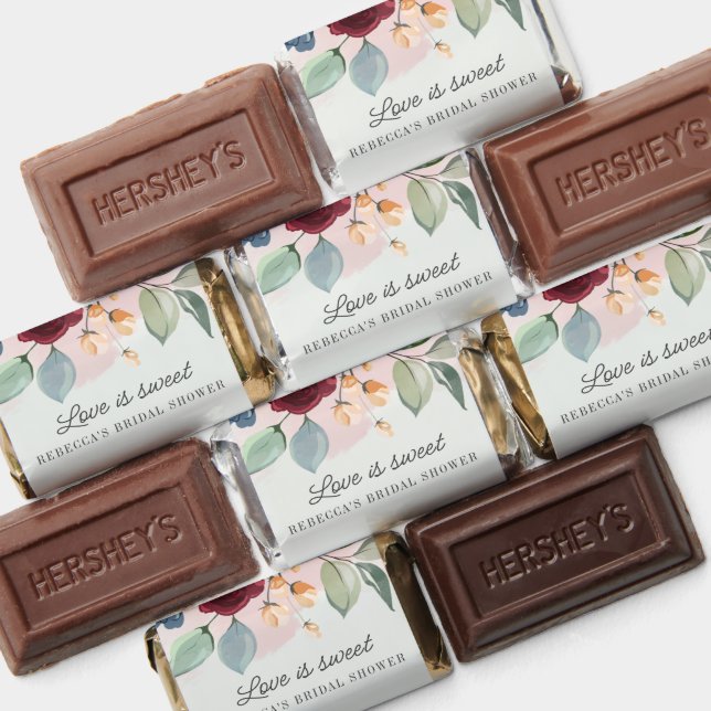 Burgundy Floral Love is Sweet Bridal Shower Hershey's Miniatures (Assorted)