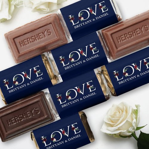 Burgundy Floral Love Wedding Blue Hershey's Miniatures