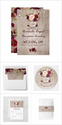 Burgundy Floral Mason Jar