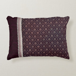 Burgundy Floral Medallion Accent Pillow