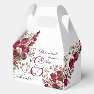 Burgundy Floral Modern 'Rehearsal dinner' Wedding Favor Boxes