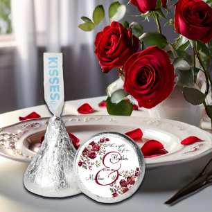Burgundy Floral Modern 'The Night Before' Wedding Hershey®'s Kisses®