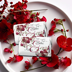 Burgundy Floral Modern 'The Night Before' Wedding Hershey's Miniatures