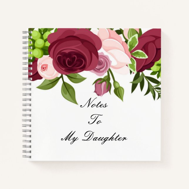 Burgundy floral mother's day  notebook (Front)