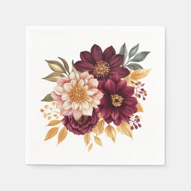 Burgundy Floral Napkins (Front)