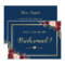 Burgundy Floral Navy Will You Be My Bridesmaid