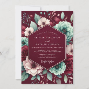 Burgundy Floral Nocturne Wedding Invitation