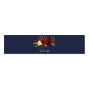 Burgundy Floral on Navy Blue Napkin Bands