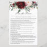 Burgundy Floral Pass the Prize Bridal Shower Game