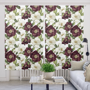 Burgundy  Floral Pattern  Blackout Curtains