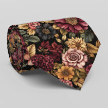 Burgundy  Floral Pattern  Neck Tie