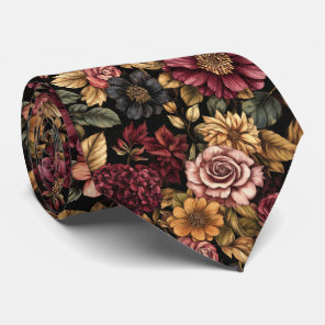 Burgundy  Floral Pattern  Neck Tie