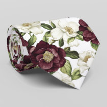 Burgundy  Floral Pattern  Neck Tie