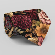 Burgundy  Floral Pattern  Neck Tie