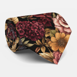 Burgundy  Floral Pattern  Neck Tie