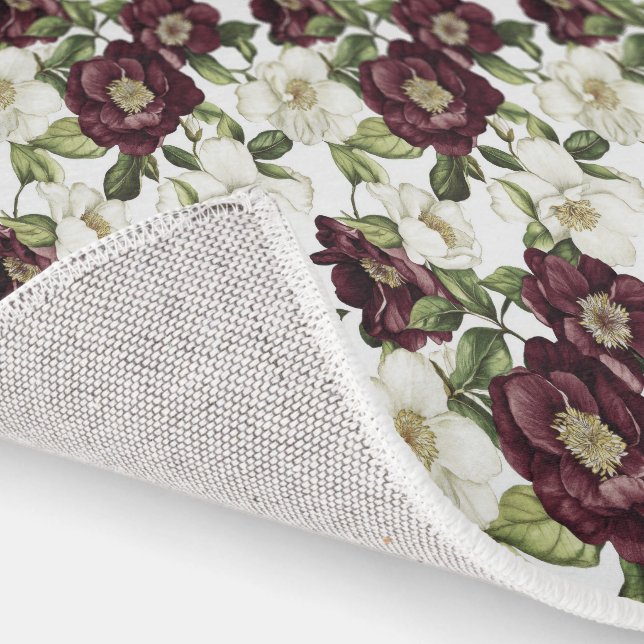 Burgundy  Floral Pattern  Rug (Indoor)