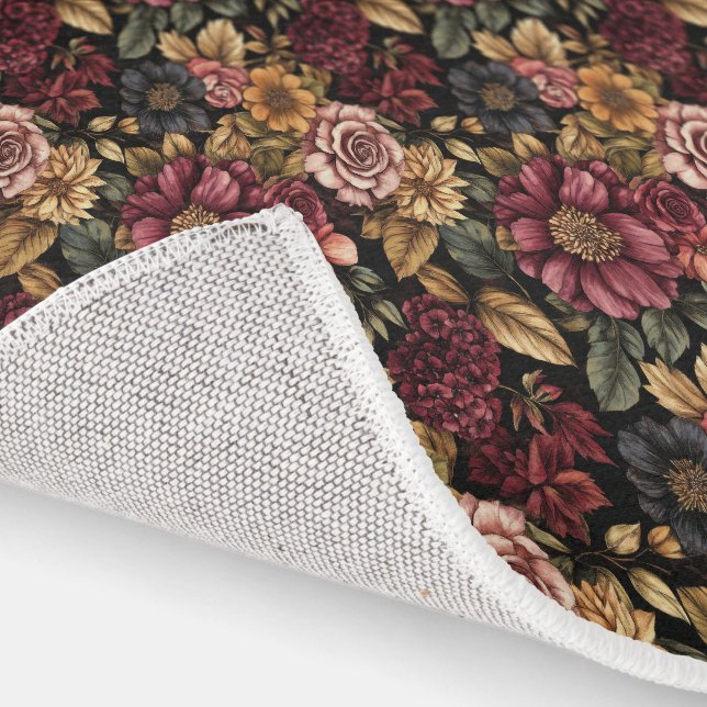 Burgundy  Floral Pattern  Rug (Indoor)