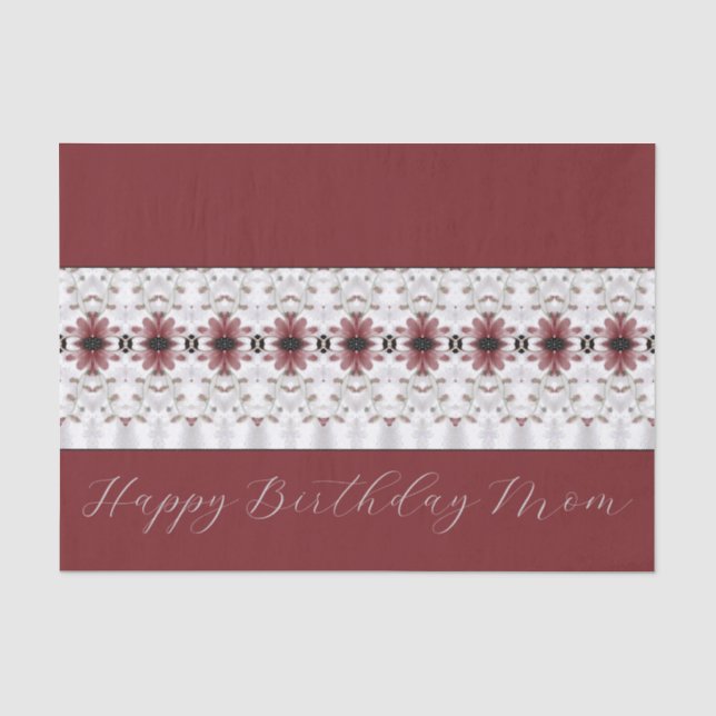 Burgundy Floral Pattern Tissue Paper (Front)