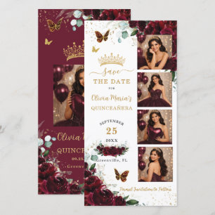 Burgundy Floral Photo Booth Quinceanera Sweet 16 Save The Date