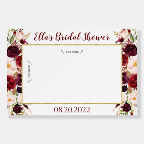 Burgundy Floral Photo Prop Frame Foamboard Foam Board